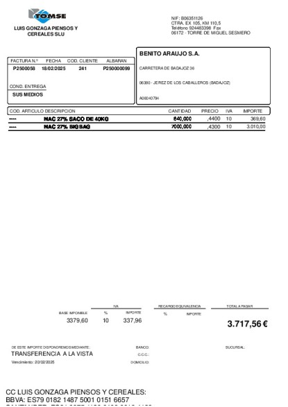 P25-0058-BENITO ARAUJO SA
