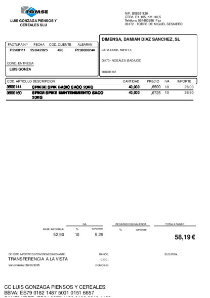 P25-000111-DIMENSA, DAMIAN DIAZ SANCHEZ S.L.